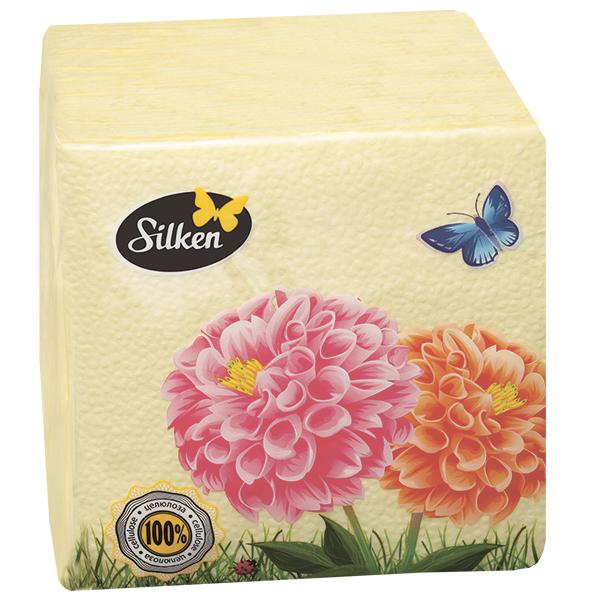 Silken Серветки одношарові 24*24 Жовті 100 шт/уп